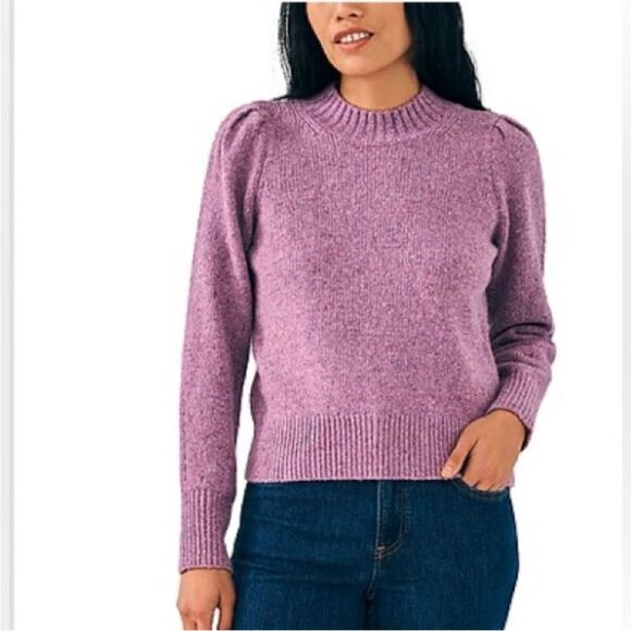 Faherty Lavender Boone Merino Wool Blend Puff Sleeve Sweater S - Picture 9 of 12